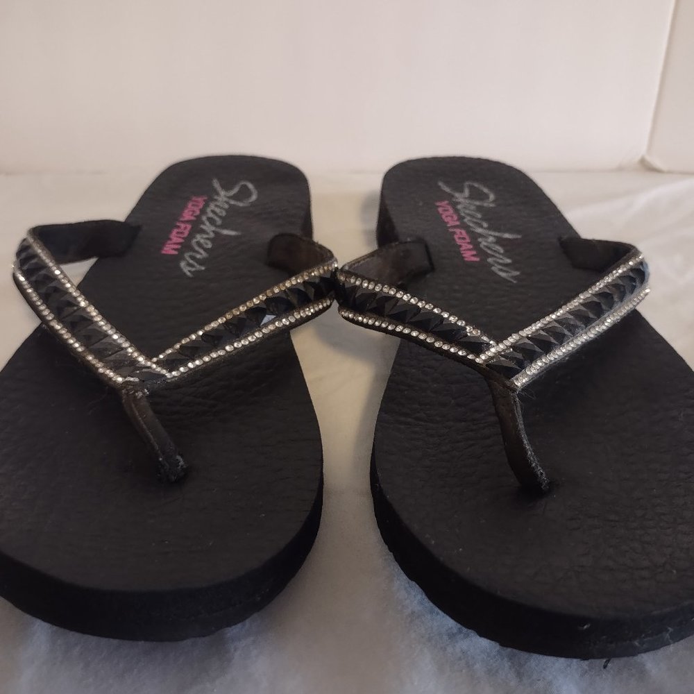 SKECHERS WOMENS FLIP FLOPS BLACK 8